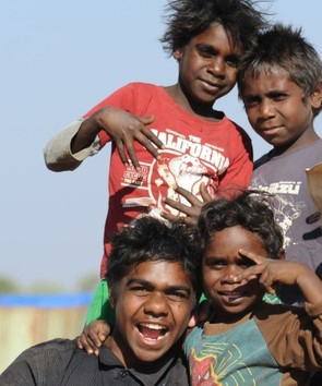 group of children smiling in the australian outback